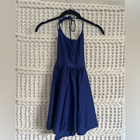AMERICAN APPAREL XS Navy Blue Halter Top Dress - Picture 2 of 6